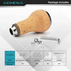 Gomexus Handle Knob Cork For Spinning Reel - Cork/Silver -Angeln Verkäufe CA27TNBK 4